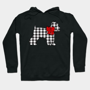 Plaid Mini Schnauzer With Red Bow Hoodie